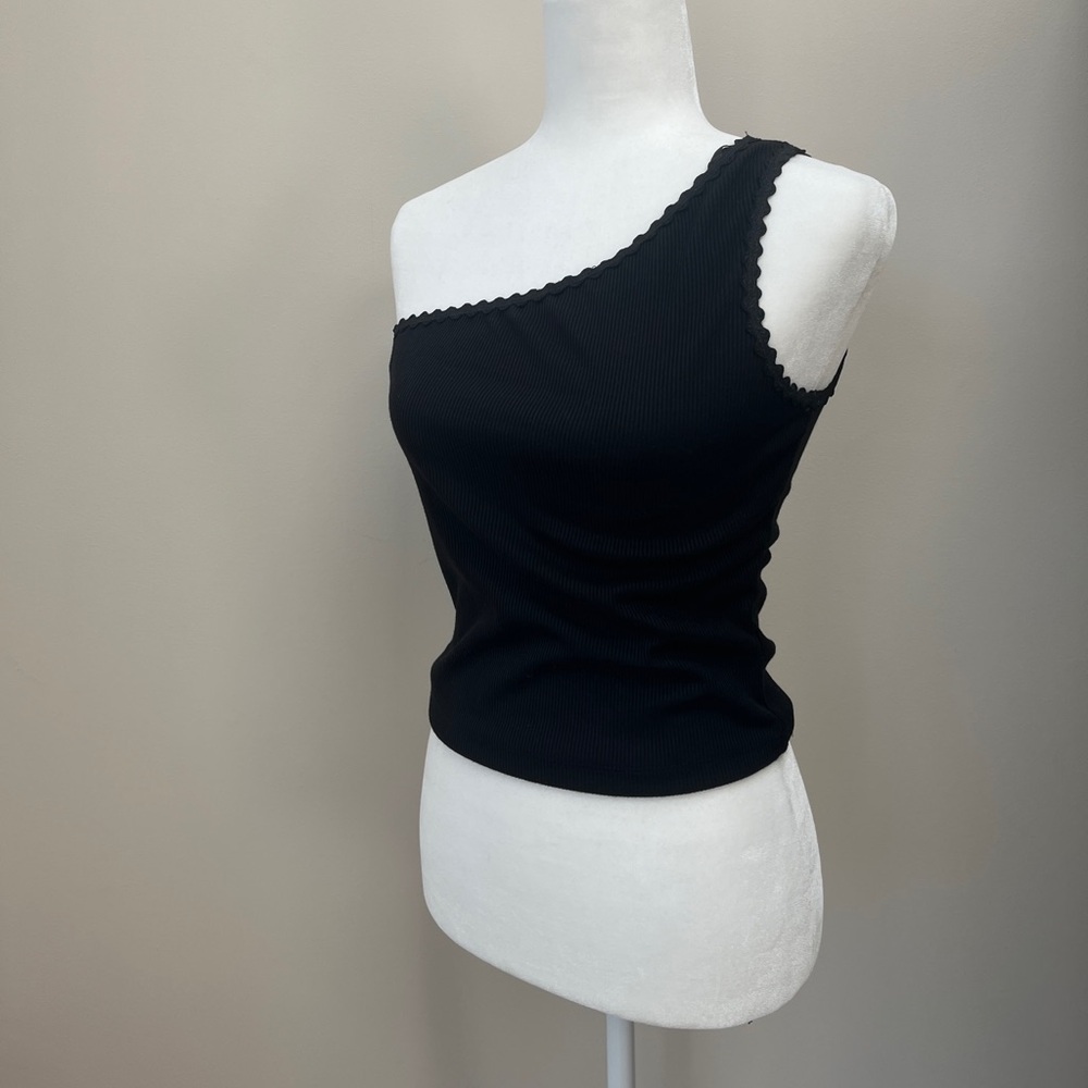 Princess Polly Black One Shoulder Tank Top